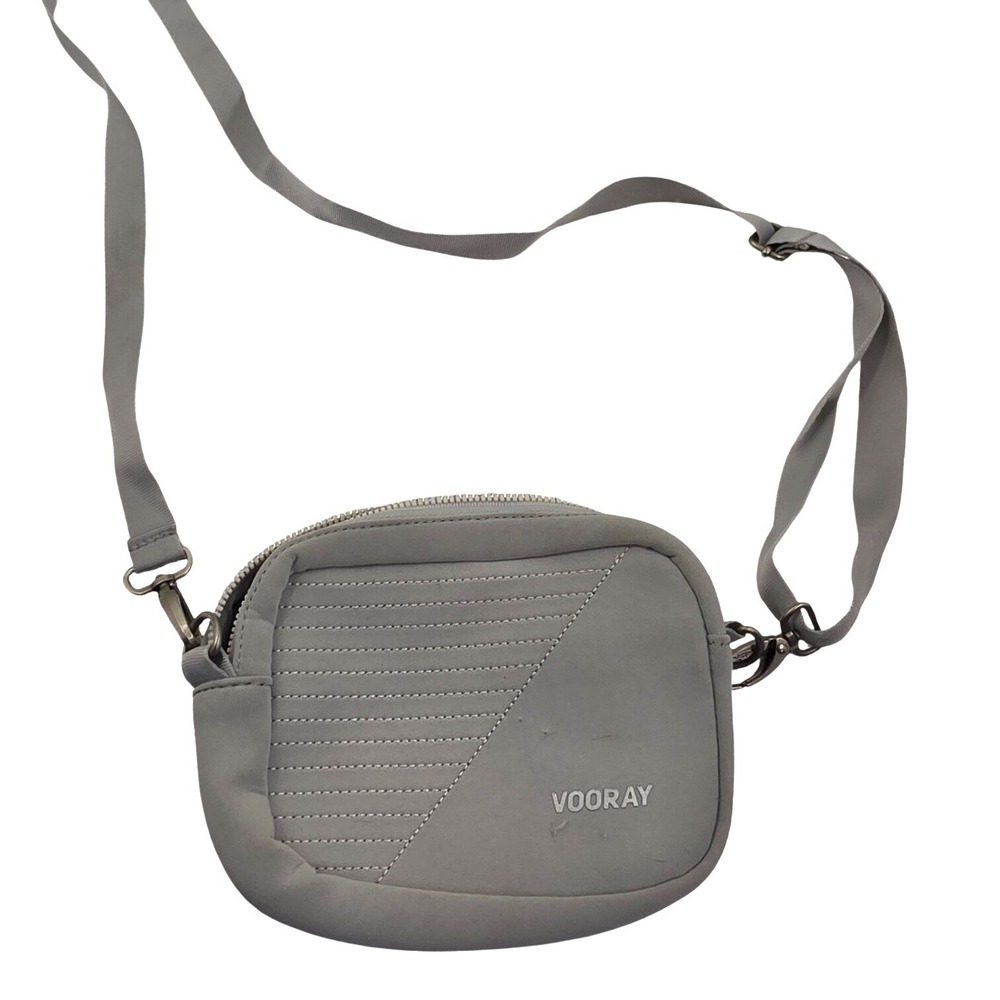 Vooray Sidekick Crossbody Bag‎ Light Gray Quilted Neoprene Small Travel Pouch O2